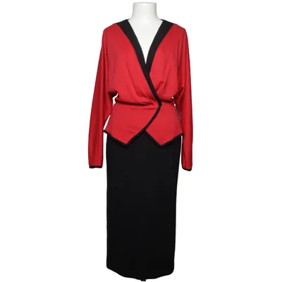 Kleid (Rot, Schwarz) von Louis Féraud Viskose, Wolle