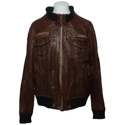 Leren jack (Bruin, Zwart) van Trapper Katoen, Leer