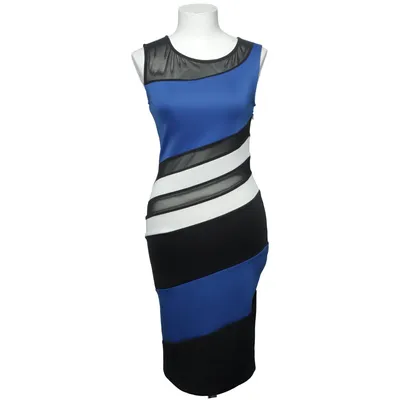 Jurk (Blauw, Zwart, Wit) van Emamoda Elastaan, Polyester