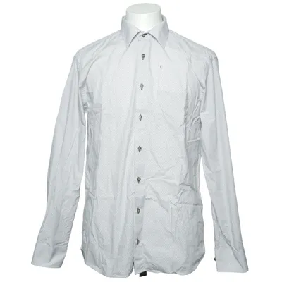 Shirt (White, Blue) from Oscar of Sweden Cotton