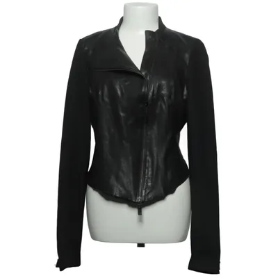 Leren jack (Zwart) van Black Elastaan, Leer, Polyester