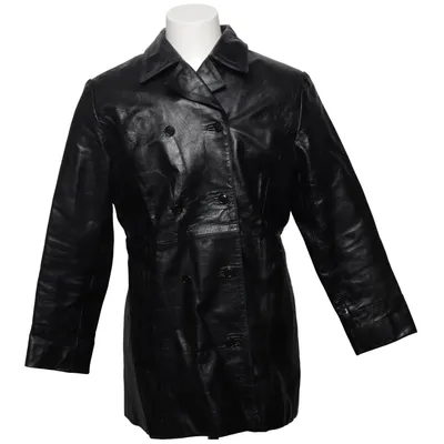 Ledermantel (Schwarz) Leder, Polyester