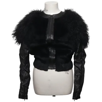 Veste (Noir) de Manoush Cuir, Polyester, Fourrure de lapin