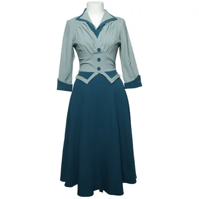 Dress (Blue, Gray) from Miss Candyfloss Elastane, Polyester, Viscose