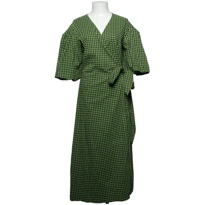 Slå-om-kjole (Grøn, Sort) fra Boii Bomuld, Elastan, Polyester
