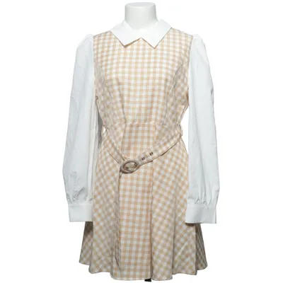 Jurk (Beige, Wit) van Simplee Polyester