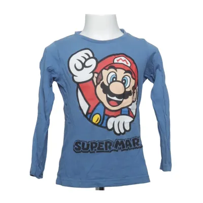 Langærmet t-shirt (Blå, Flerfarvet) fra Super Mario Bomuld