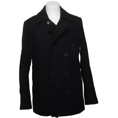 Pea coat (Black) from Hugo Boss Polyamide, Wool
