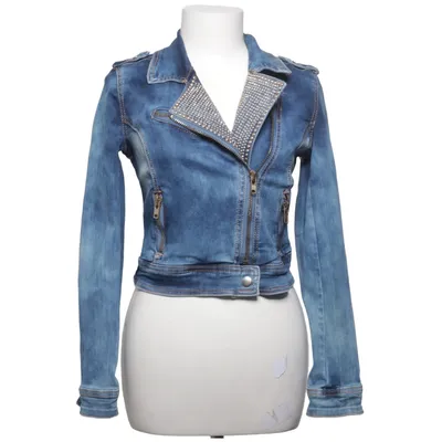 Biker jacket (Blue) from Mozzaar Cotton, Elastane