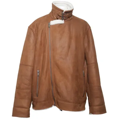 Shearling jacket (Brown, White) from Burton Menswear Polyester