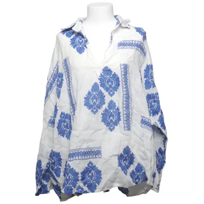 Blouse (White, Blue) from Stajl Linen