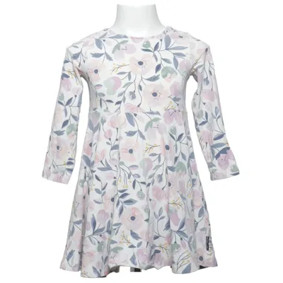 Dress (White, Multicolored) from Polarn O. Pyret Elastane, Organic cotton