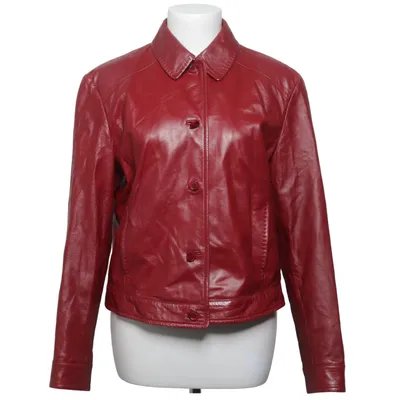 Veste en cuir (Rouge) de Ritva Falla Cuir, Polyester, Viscose
