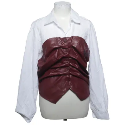Blouse (White, Red) from Samdan Polyester, Polyurethane