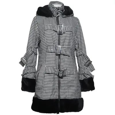 Winter coat (Black, White) from Hell Bunny Cotton, Polyester, Viscose