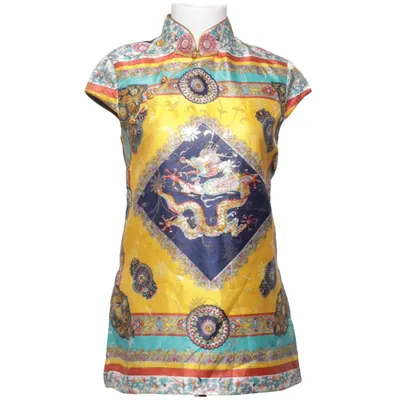 Cheongsam (Gul, Blå, Flerfarvet) fra Deliniao Polyester, Silke, Viscose