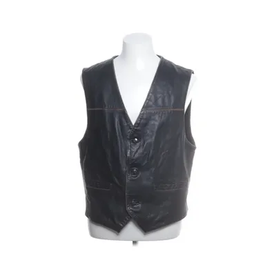 Leather vest (Black) from Gipsy by Mauritius Polyester, Leather