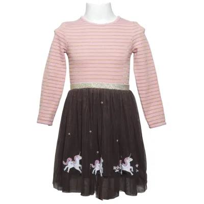 Kjole (Pink, Brun, Flerfarvet) fra Happy Girls by Eisend Bomuld, Metallfiber, Polyester