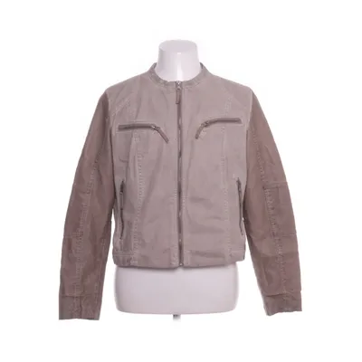 Jacket (Beige) from Peckott Polyurethane, Viscose, Cotton, Polyester