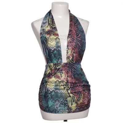 Halterneck top (Flerfarvet) fra Missguided Elastan, Polyester