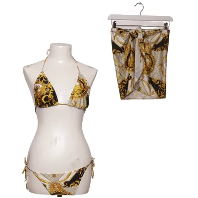 Bikini (Black, White, Gold) from Rebecca Elastane, Polyamide