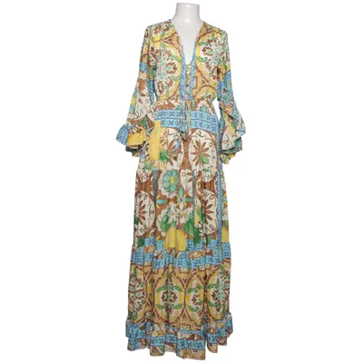 Maxi dress (Multicolored, Blue, Yellow, Brown) Polyester, Silk, Viscose
