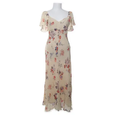 Maxi dress (Beige, Multicolored) from Zara Woman Studio Polyester, Viscose