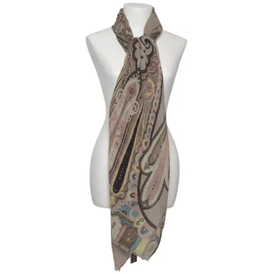 Habittørklæde (Beige, Flerfarvet) fra Etro Milano Silke, Uld