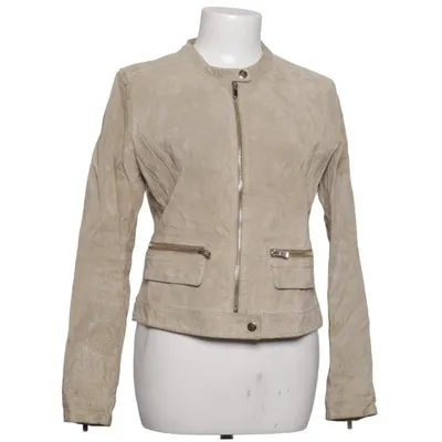 Læderjakke (Beige) fra Mango Læder, Polyester