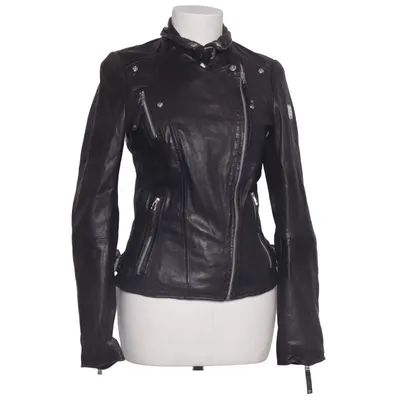 Leren jack (Zwart) van Freaky Nation Katoen, Leer, Polyester