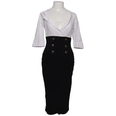 Kjole (Hvid, Sort) fra Pinup Couture Bomuld, Polyester