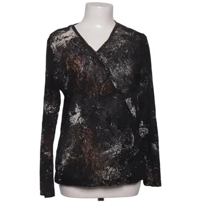 Slå-om bluse (Sort, Brun, Hvid) fra Gina Laura Polyester