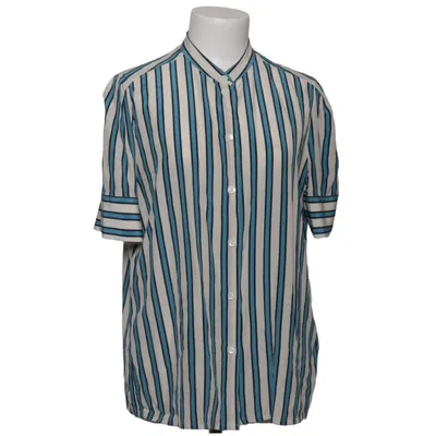 Short sleeve shirt (Blue, White) from Escada Silk