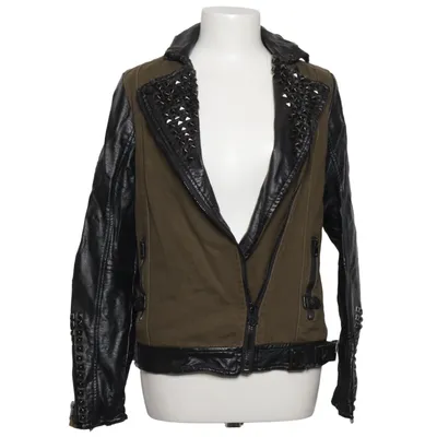 Bikerjacke (Grün, Schwarz) von Rock Rebel Baumwolle, Lederimitat