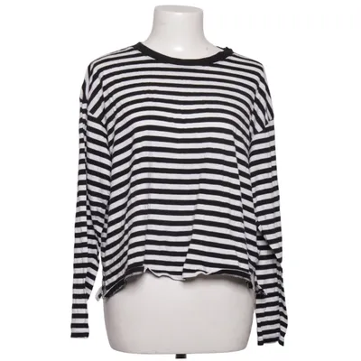 Langærmet t-shirt (Sort, Hvid) fra Monki Bomuld, Viscose