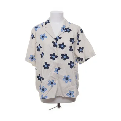 Chemise à manches courtes (Blanc, Bleu) de Marimekko x Uniqlo Coton, Lin, Viscose