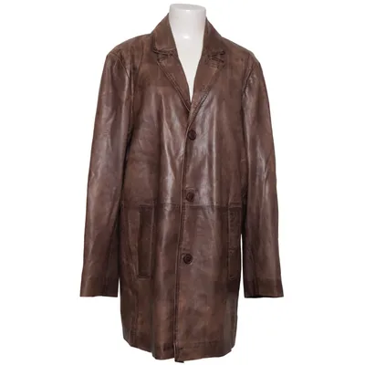 Leren jas (Bruin) van David Moore Leer, Polyester