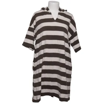 Hood dress (Brown, White) from Betty & Co Cotton, Elastane