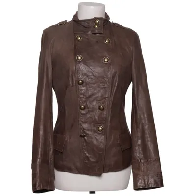 Leather jacket (Brown) from Promod Leather, Polyester