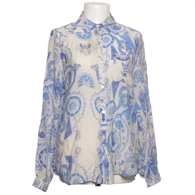 Blouse (Blue, White) from Lara Viscose