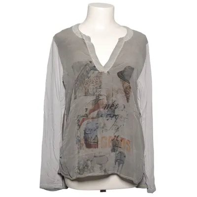 Langærmet t-shirt (Grå, Hvid) fra Margittes Elastan, Modal, Silke, Viscose