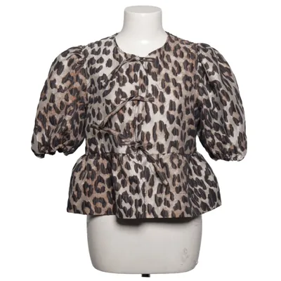 Peplum top (Brown, Black) from Ganni Polyamide, Recycled polyester