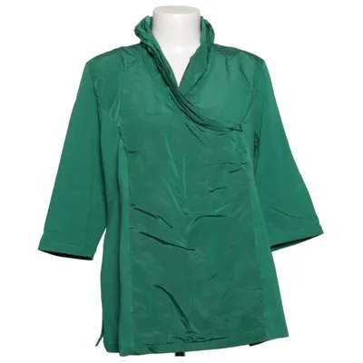 Wikkelblouse (Groen) van Selection by Ulla Popken Katoen, Elastaan, Polyester