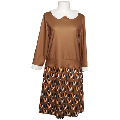 Dress (Brown, White, Orange) from Misslook Cotton, Polyester