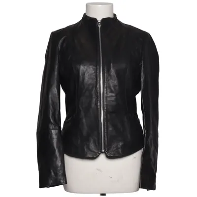 Leren jack (Zwart) van Mango Leer, Polyester