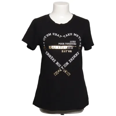 T-shirt (Zwart) van Just Me Katoen, Elastaan