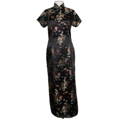 Cheongsam (Black, Multicolored) from Tangyi Polyester