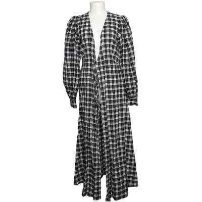 Wrap dress (Black, White) from Ganni Cotton, Polyamide, Polyester