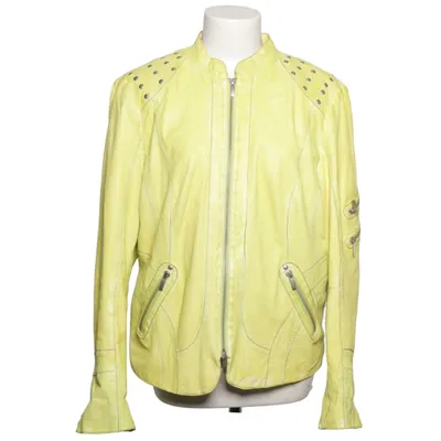 Veste en cuir (Jaune) de Crisca Cuir, Polyester