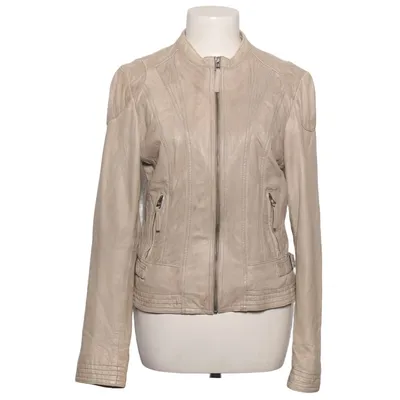 Leather jacket (Beige) from Hakei Cotton, Leather, Polyester